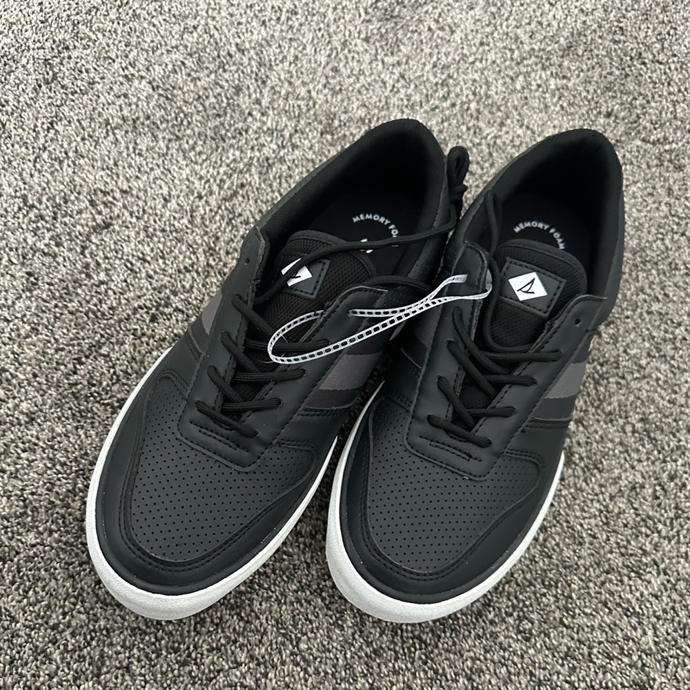 Sperry Halyard Retro Lace Up Boat Shoes Black Men’s Size8 Sts24064